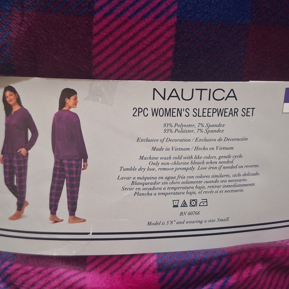Nautica Women's Plaid and Solid Sleepwear Set - Purple and Pink - Picture 2 of 4